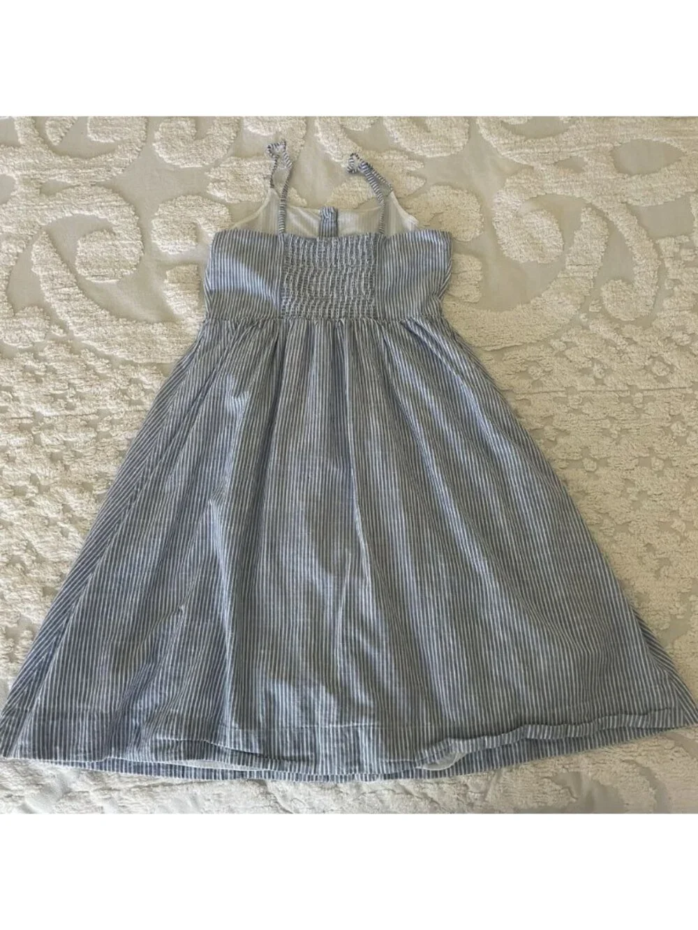 Crewcuts Blue & White Striped Dress Size 12 Girls Cotton Classic Preppy Summer